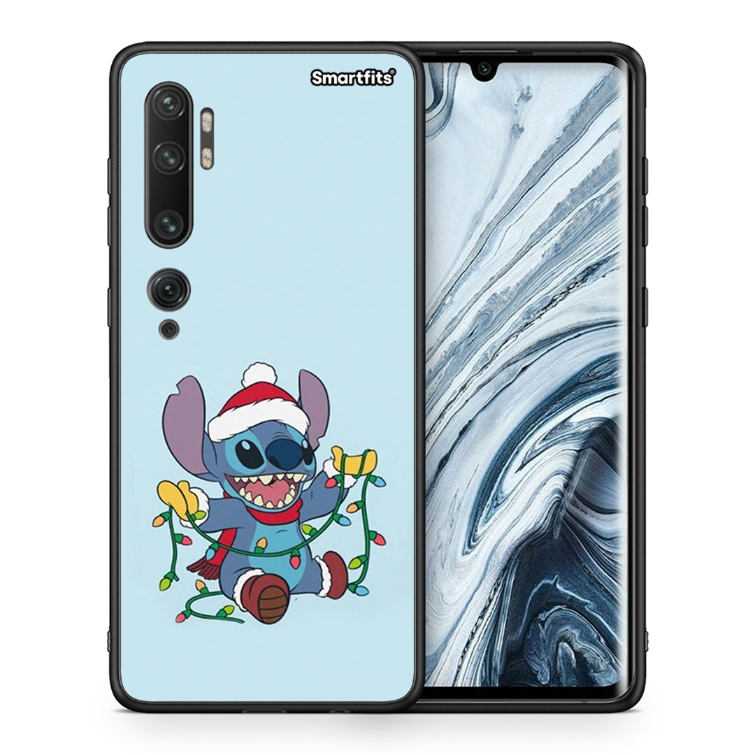 Θήκη Xiaomi Mi Note 10 Pro Santa Stich από τη Smartfits με σχέδιο στο πίσω μέρος και μαύρο περίβλημα | Xiaomi Mi Note 10 Pro Santa Stich case with colorful back and black bezels