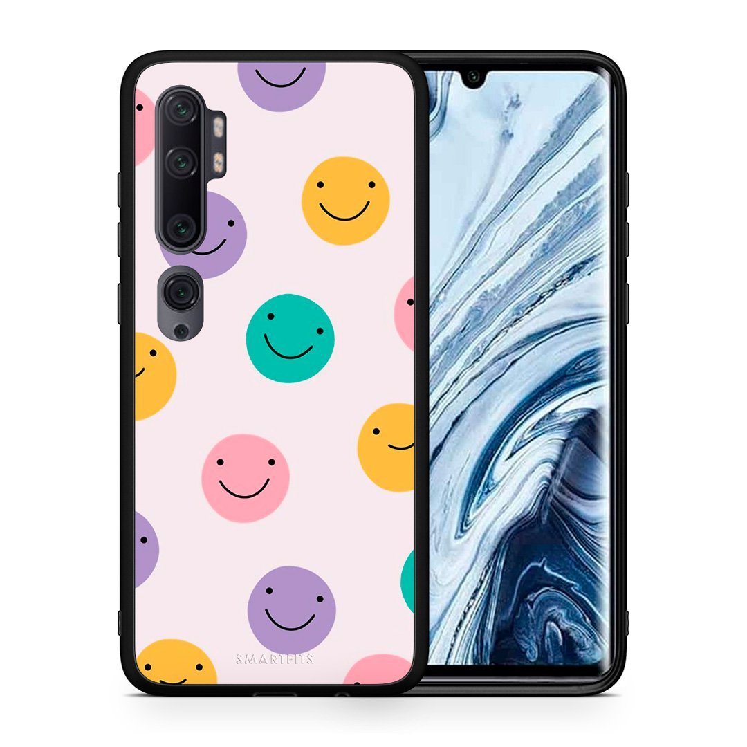 Θήκη Xiaomi Mi Note 10 Pro Smiley Faces από τη Smartfits με σχέδιο στο πίσω μέρος και μαύρο περίβλημα | Xiaomi Mi Note 10 Pro Smiley Faces case with colorful back and black bezels