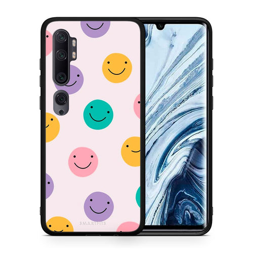 Θήκη Xiaomi Mi Note 10 Pro Smiley Faces από τη Smartfits με σχέδιο στο πίσω μέρος και μαύρο περίβλημα | Xiaomi Mi Note 10 Pro Smiley Faces case with colorful back and black bezels