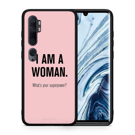 Θήκη Xiaomi Mi Note 10 Pro Superpower Woman από τη Smartfits με σχέδιο στο πίσω μέρος και μαύρο περίβλημα | Xiaomi Mi Note 10 Pro Superpower Woman case with colorful back and black bezels