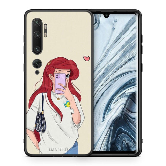 Θήκη Xiaomi Mi Note 10 / 10 Pro Walking Mermaid από τη Smartfits με σχέδιο στο πίσω μέρος και μαύρο περίβλημα | Xiaomi Mi Note 10 / 10 Pro Walking Mermaid case with colorful back and black bezels
