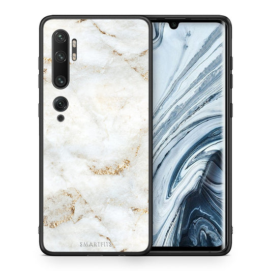 Θήκη Xiaomi Mi Note 10 Pro White Gold Marble από τη Smartfits με σχέδιο στο πίσω μέρος και μαύρο περίβλημα | Xiaomi Mi Note 10 Pro White Gold Marble case with colorful back and black bezels