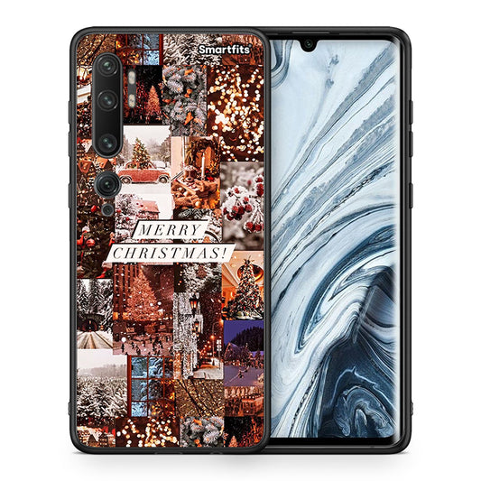 Θήκη Xiaomi Mi Note 10 Pro Xmas Collage από τη Smartfits με σχέδιο στο πίσω μέρος και μαύρο περίβλημα | Xiaomi Mi Note 10 Pro Xmas Collage case with colorful back and black bezels