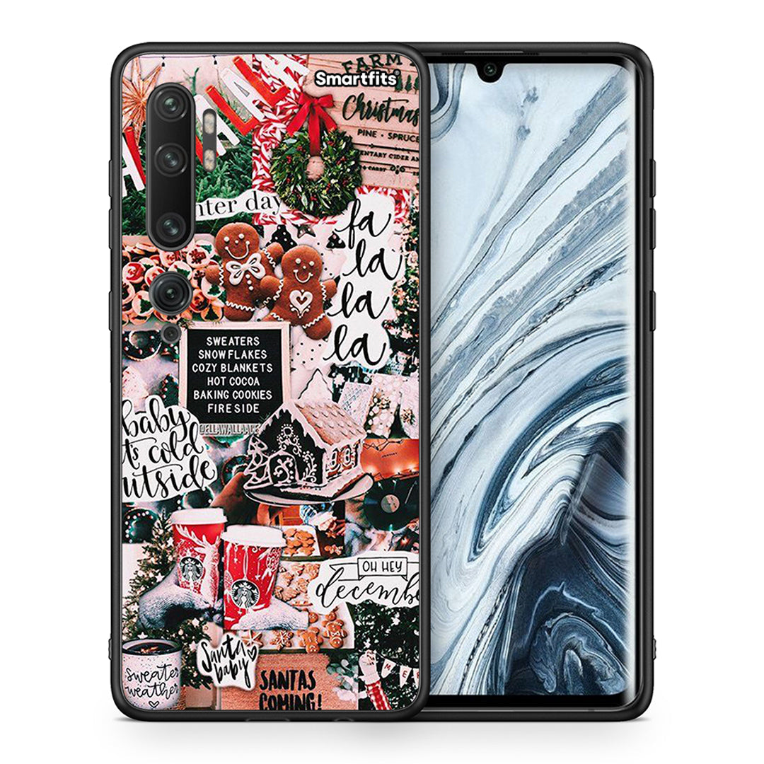 Θήκη Xiaomi Mi Note 10 Pro Xmas Habbits από τη Smartfits με σχέδιο στο πίσω μέρος και μαύρο περίβλημα | Xiaomi Mi Note 10 Pro Xmas Habbits case with colorful back and black bezels