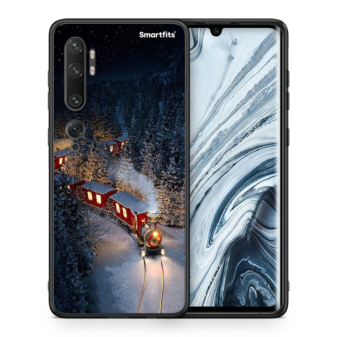 Θήκη Xiaomi Mi Note 10 Pro Xmas Train από τη Smartfits με σχέδιο στο πίσω μέρος και μαύρο περίβλημα | Xiaomi Mi Note 10 Pro Xmas Train case with colorful back and black bezels