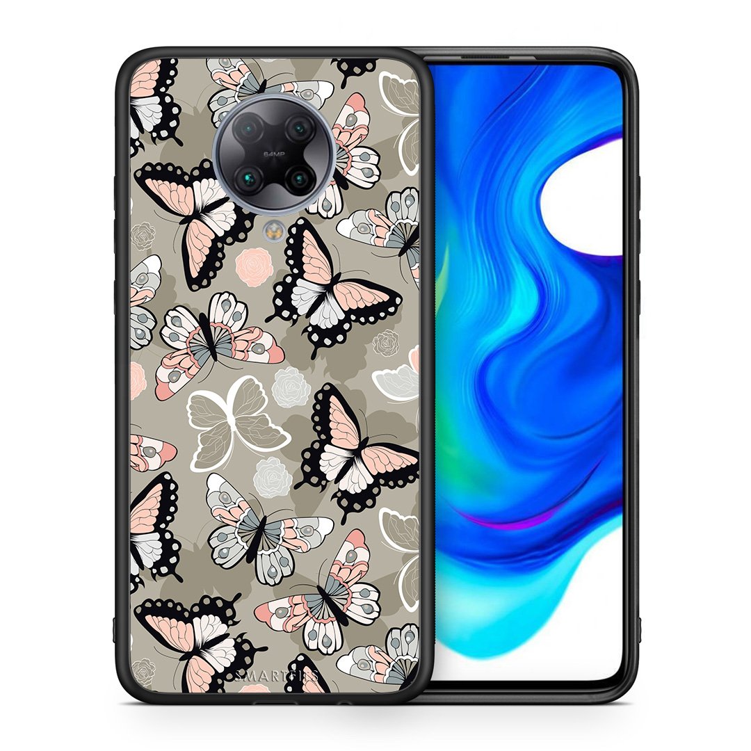 Θήκη Xiaomi Poco F2 Pro Butterflies Boho από τη Smartfits με σχέδιο στο πίσω μέρος και μαύρο περίβλημα | Xiaomi Poco F2 Pro Butterflies Boho case with colorful back and black bezels