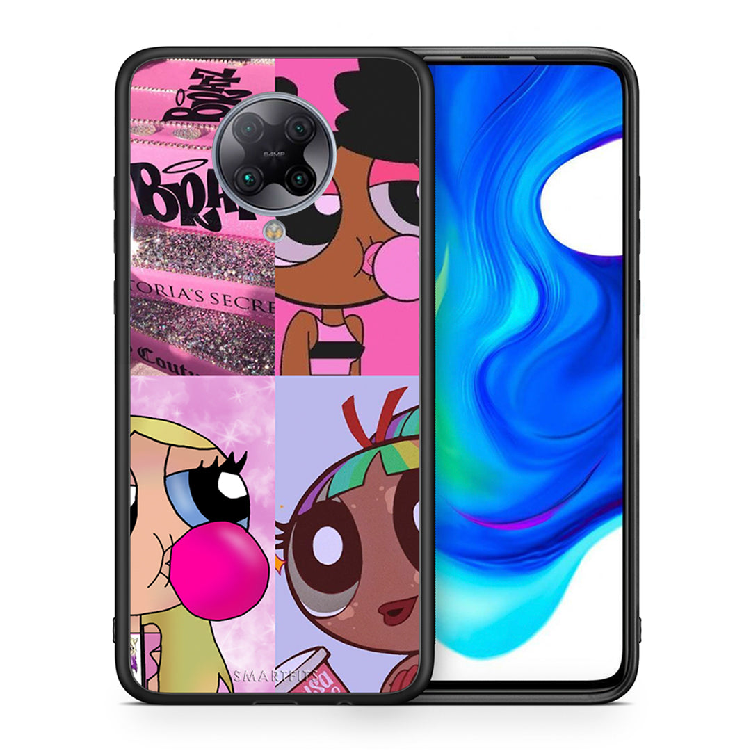 Θήκη Αγίου Βαλεντίνου Xiaomi Poco F2 Pro Bubble Girls από τη Smartfits με σχέδιο στο πίσω μέρος και μαύρο περίβλημα | Xiaomi Poco F2 Pro Bubble Girls case with colorful back and black bezels