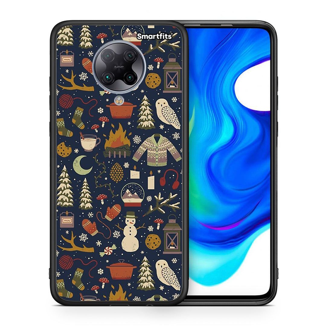 Θήκη Xiaomi Poco F2 Pro Christmas Elements από τη Smartfits με σχέδιο στο πίσω μέρος και μαύρο περίβλημα | Xiaomi Poco F2 Pro Christmas Elements case with colorful back and black bezels