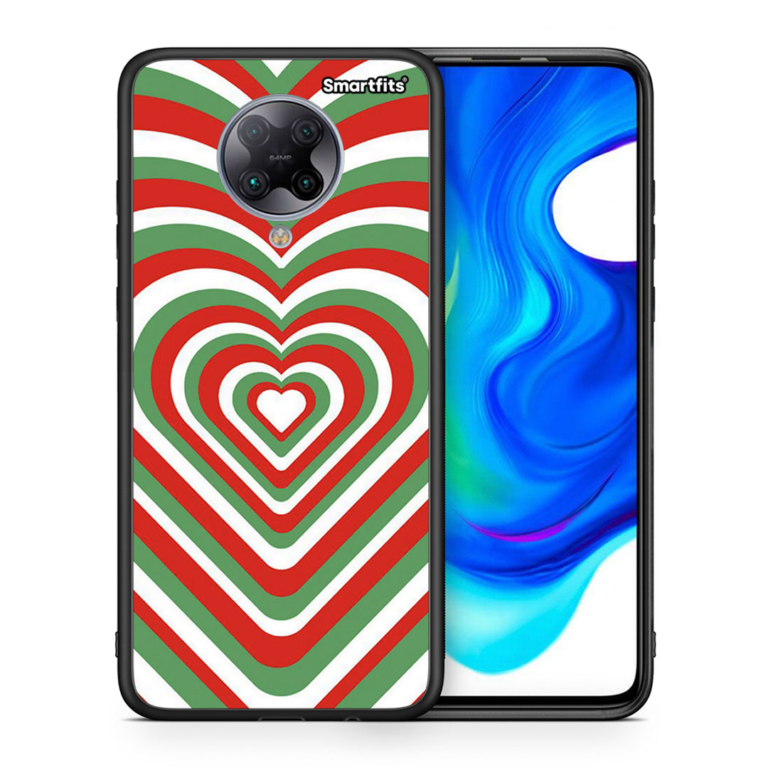 Θήκη Xiaomi Poco F2 Pro Christmas Hearts από τη Smartfits με σχέδιο στο πίσω μέρος και μαύρο περίβλημα | Xiaomi Poco F2 Pro Christmas Hearts case with colorful back and black bezels