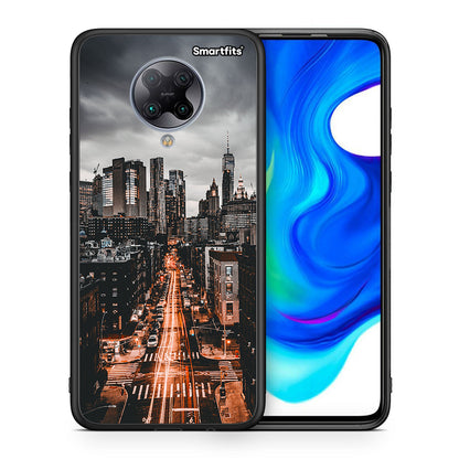 Θήκη Xiaomi Poco F2 Pro City Lights από τη Smartfits με σχέδιο στο πίσω μέρος και μαύρο περίβλημα | Xiaomi Poco F2 Pro City Lights case with colorful back and black bezels