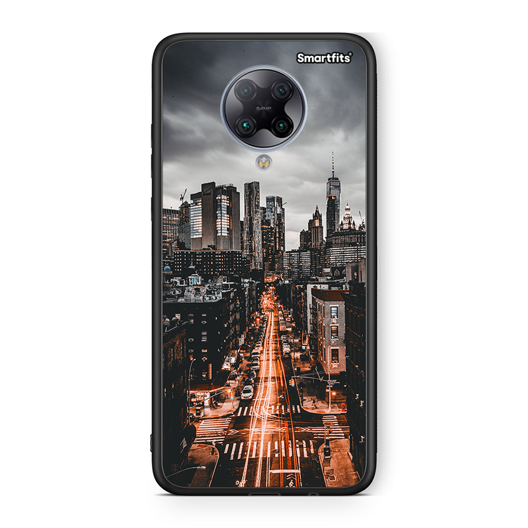 Xiaomi Poco F2 Pro City Lights θήκη από τη Smartfits με σχέδιο στο πίσω μέρος και μαύρο περίβλημα | Smartphone case with colorful back and black bezels by Smartfits