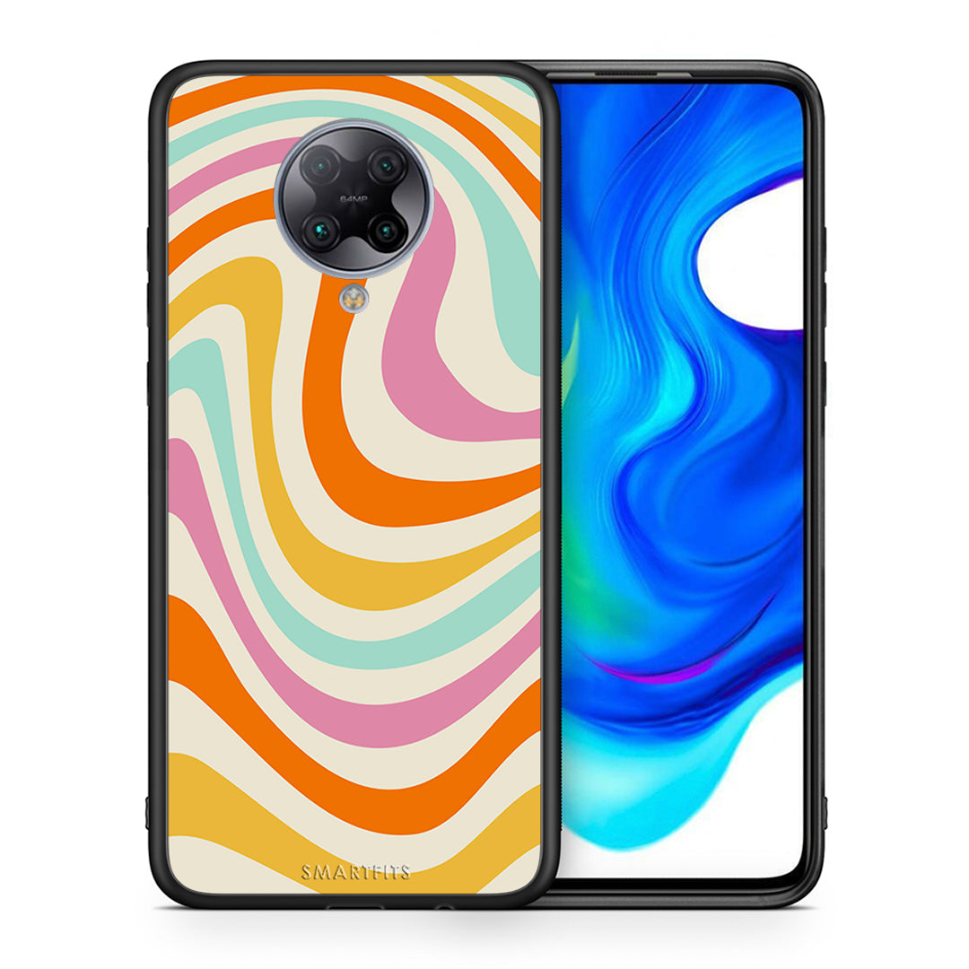 Θήκη Xiaomi Poco F2 Pro Colourful Waves από τη Smartfits με σχέδιο στο πίσω μέρος και μαύρο περίβλημα | Xiaomi Poco F2 Pro Colourful Waves case with colorful back and black bezels