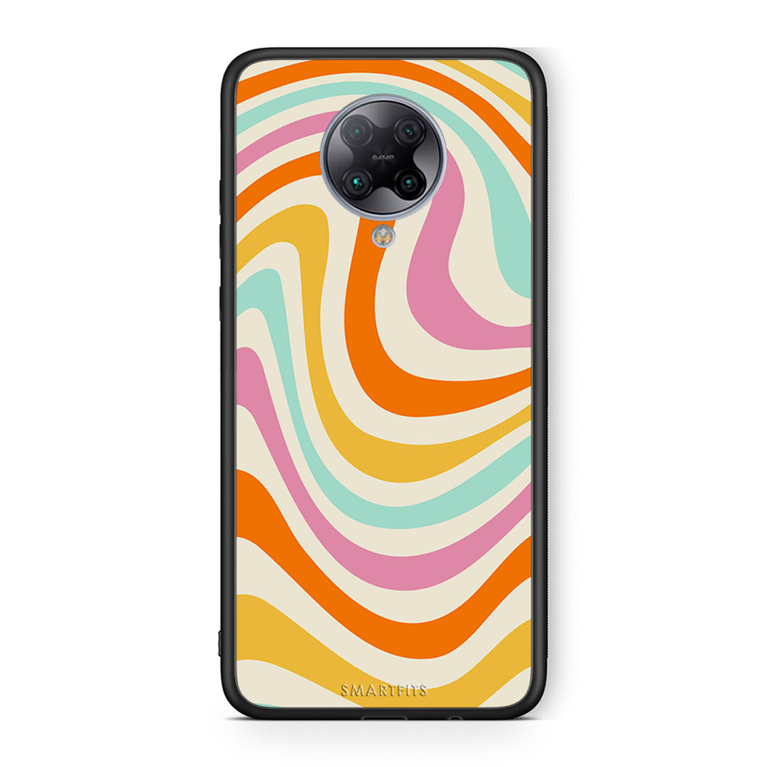Xiaomi Poco F2 Pro Colourful Waves θήκη από τη Smartfits με σχέδιο στο πίσω μέρος και μαύρο περίβλημα | Smartphone case with colorful back and black bezels by Smartfits