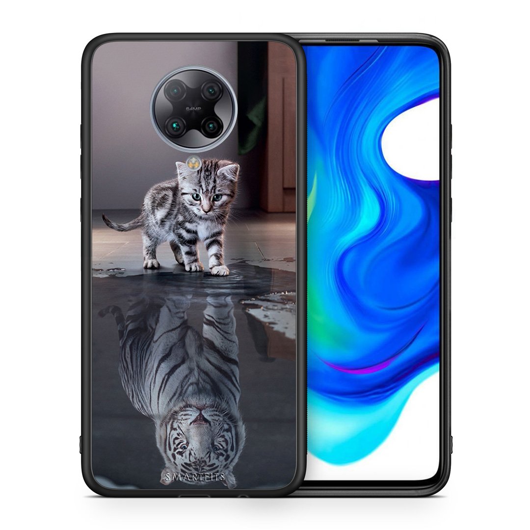 Θήκη Xiaomi Poco F2 Pro Tiger Cute από τη Smartfits με σχέδιο στο πίσω μέρος και μαύρο περίβλημα | Xiaomi Poco F2 Pro Tiger Cute case with colorful back and black bezels