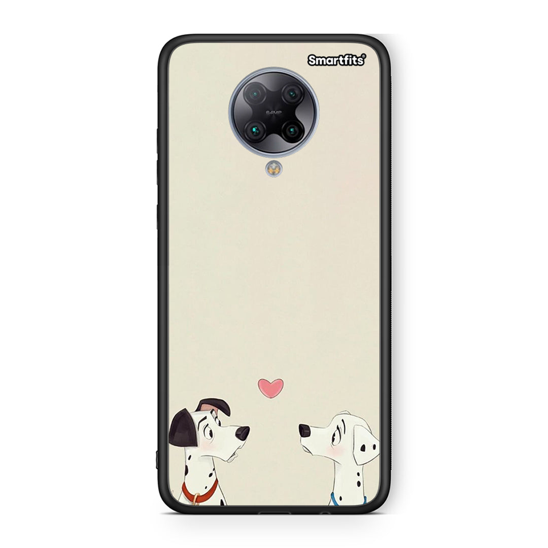 Xiaomi Poco F2 Pro Dalmatians Love θήκη από τη Smartfits με σχέδιο στο πίσω μέρος και μαύρο περίβλημα | Smartphone case with colorful back and black bezels by Smartfits
