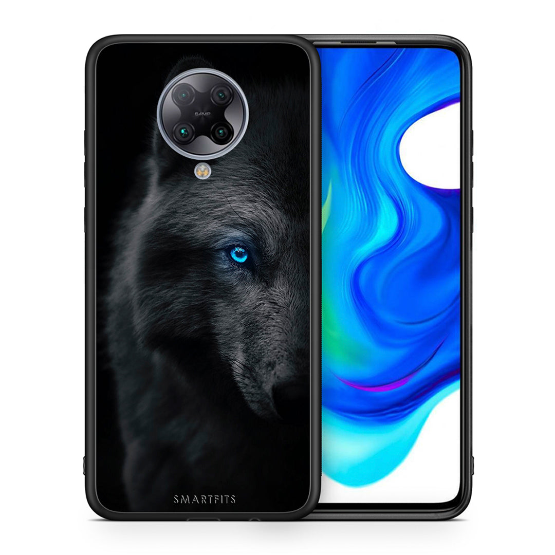 Θήκη Xiaomi Poco F2 Pro Dark Wolf από τη Smartfits με σχέδιο στο πίσω μέρος και μαύρο περίβλημα | Xiaomi Poco F2 Pro Dark Wolf case with colorful back and black bezels