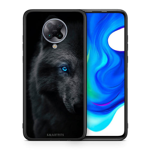 Θήκη Xiaomi Poco F2 Pro Dark Wolf από τη Smartfits με σχέδιο στο πίσω μέρος και μαύρο περίβλημα | Xiaomi Poco F2 Pro Dark Wolf case with colorful back and black bezels