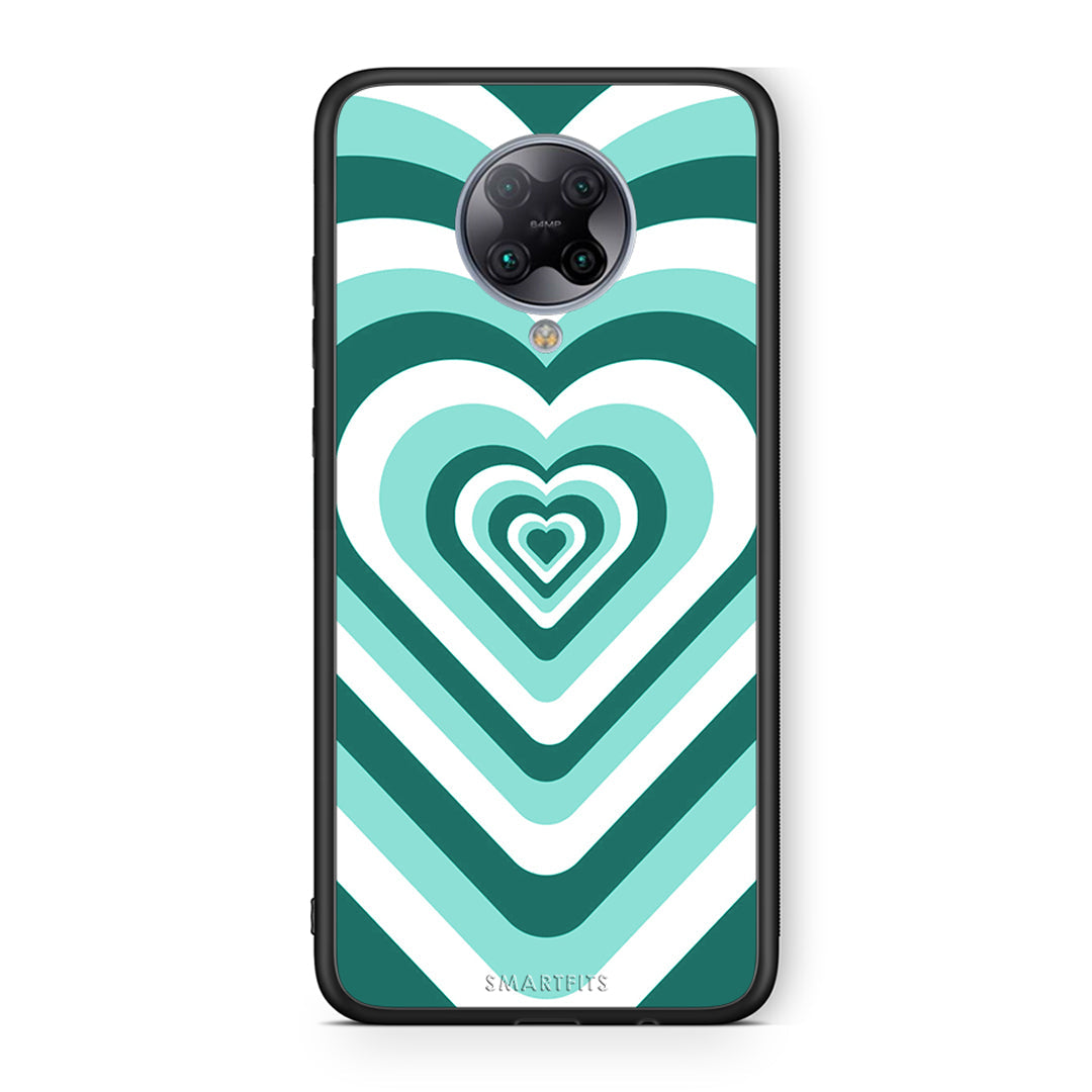 Xiaomi Poco F2 Pro Green Hearts θήκη από τη Smartfits με σχέδιο στο πίσω μέρος και μαύρο περίβλημα | Smartphone case with colorful back and black bezels by Smartfits