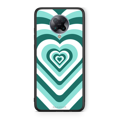 Xiaomi Poco F2 Pro Green Hearts θήκη από τη Smartfits με σχέδιο στο πίσω μέρος και μαύρο περίβλημα | Smartphone case with colorful back and black bezels by Smartfits