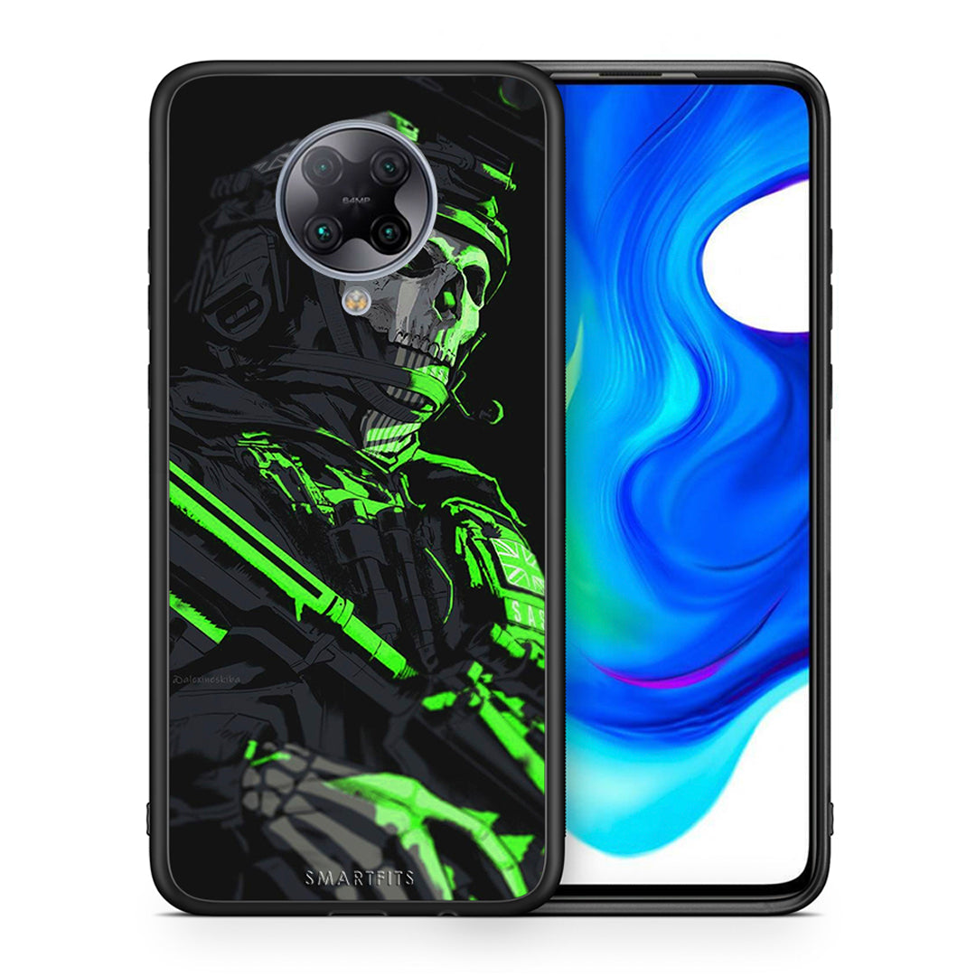 Θήκη Αγίου Βαλεντίνου Xiaomi Poco F2 Pro Green Soldier από τη Smartfits με σχέδιο στο πίσω μέρος και μαύρο περίβλημα | Xiaomi Poco F2 Pro Green Soldier case with colorful back and black bezels