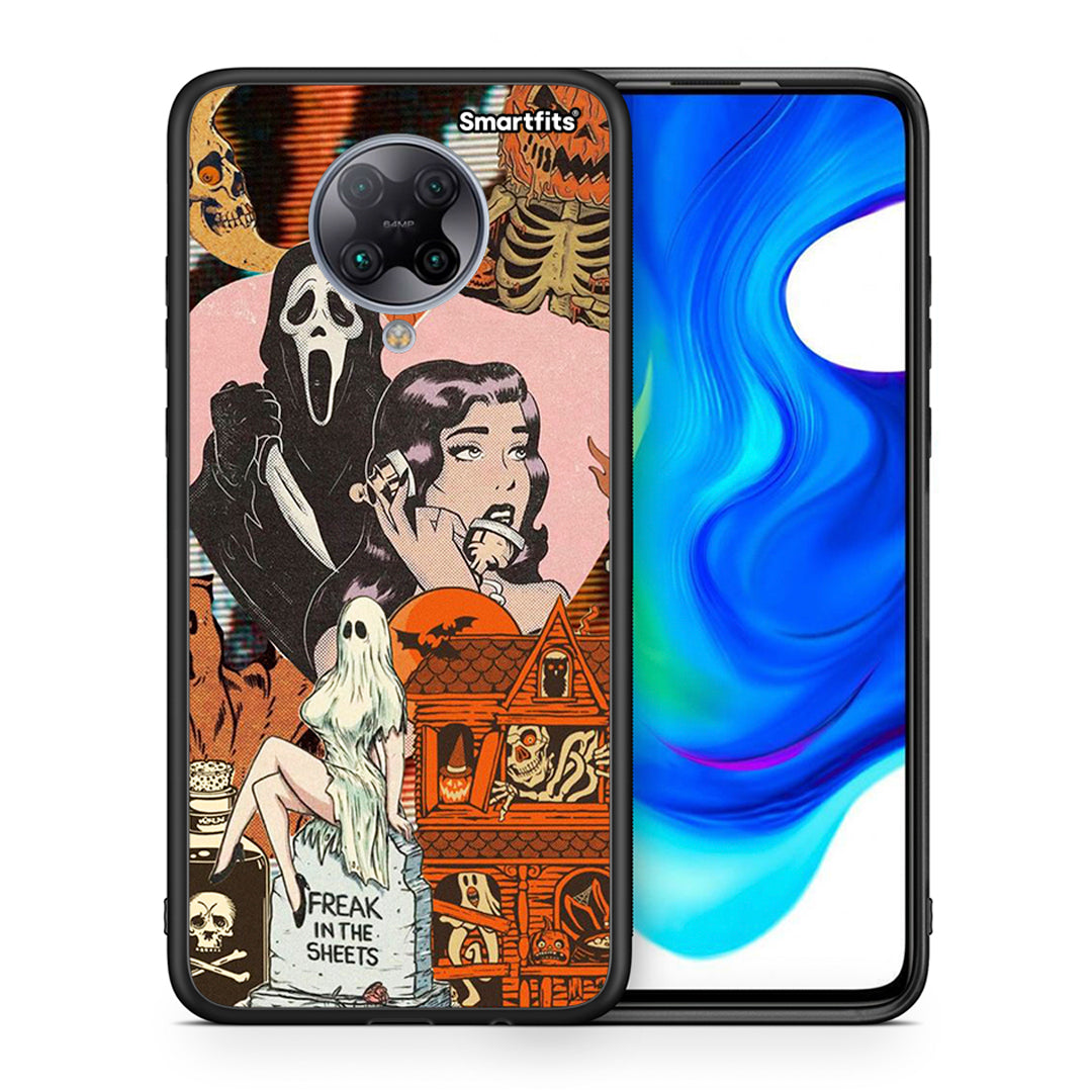 Θήκη Xiaomi Poco F2 Pro Halloween Collage από τη Smartfits με σχέδιο στο πίσω μέρος και μαύρο περίβλημα | Xiaomi Poco F2 Pro Halloween Collage case with colorful back and black bezels