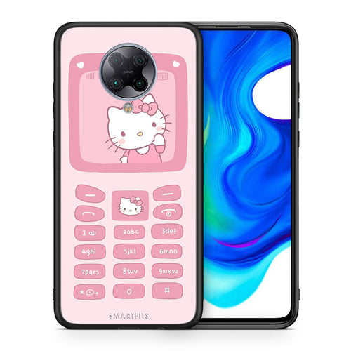 Θήκη Αγίου Βαλεντίνου Xiaomi Poco F2 Pro Hello Kitten από τη Smartfits με σχέδιο στο πίσω μέρος και μαύρο περίβλημα | Xiaomi Poco F2 Pro Hello Kitten case with colorful back and black bezels