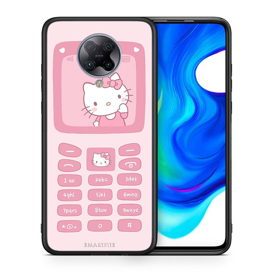 Θήκη Αγίου Βαλεντίνου Xiaomi Poco F2 Pro Hello Kitten από τη Smartfits με σχέδιο στο πίσω μέρος και μαύρο περίβλημα | Xiaomi Poco F2 Pro Hello Kitten case with colorful back and black bezels