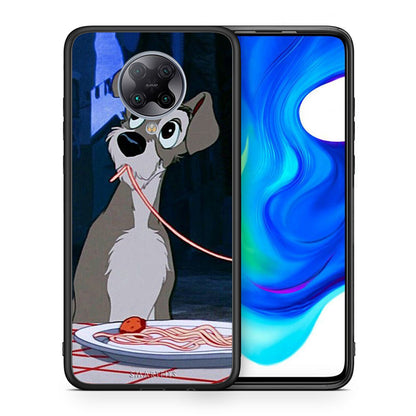 Θήκη Αγίου Βαλεντίνου Xiaomi Poco F2 Pro Lady And Tramp 1 από τη Smartfits με σχέδιο στο πίσω μέρος και μαύρο περίβλημα | Xiaomi Poco F2 Pro Lady And Tramp 1 case with colorful back and black bezels