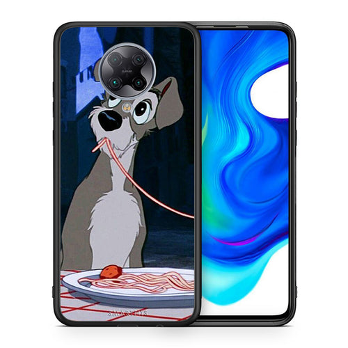 Θήκη Αγίου Βαλεντίνου Xiaomi Poco F2 Pro Lady And Tramp 1 από τη Smartfits με σχέδιο στο πίσω μέρος και μαύρο περίβλημα | Xiaomi Poco F2 Pro Lady And Tramp 1 case with colorful back and black bezels