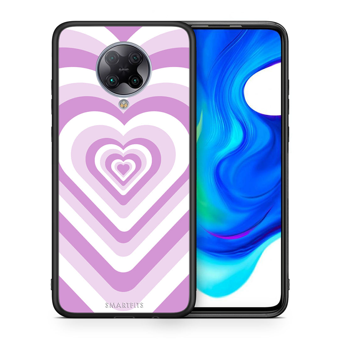 Θήκη Xiaomi Poco F2 Pro Lilac Hearts από τη Smartfits με σχέδιο στο πίσω μέρος και μαύρο περίβλημα | Xiaomi Poco F2 Pro Lilac Hearts case with colorful back and black bezels