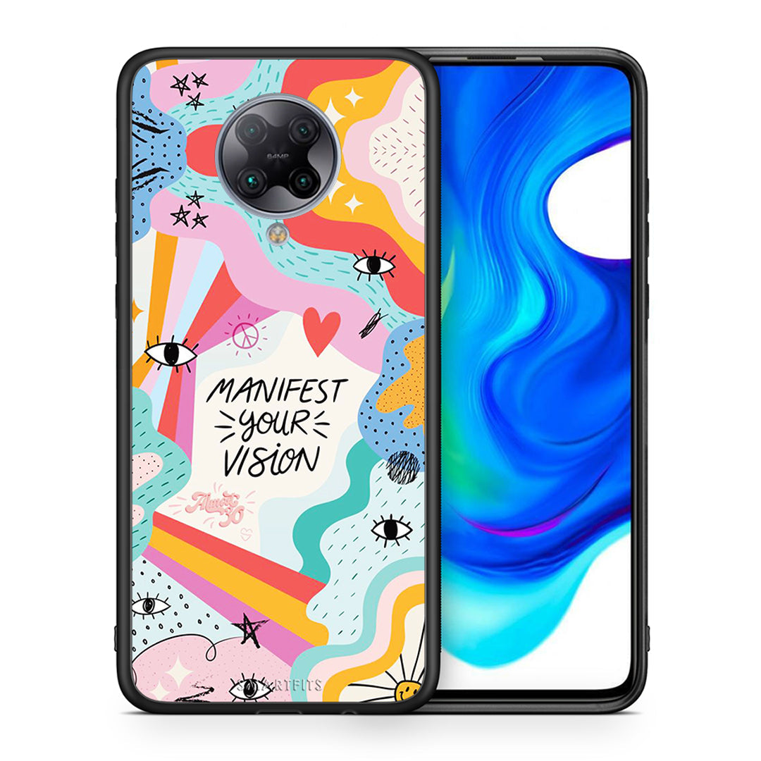 Θήκη Xiaomi Poco F2 Pro Manifest Your Vision από τη Smartfits με σχέδιο στο πίσω μέρος και μαύρο περίβλημα | Xiaomi Poco F2 Pro Manifest Your Vision case with colorful back and black bezels