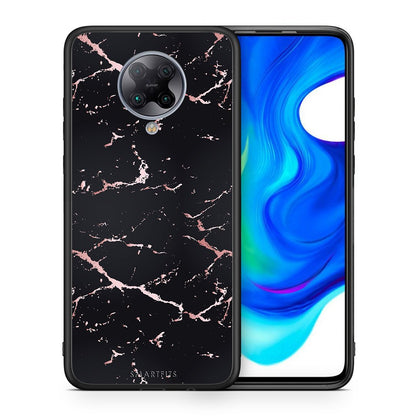 Θήκη Xiaomi Poco F2 Pro Black Rosegold Marble από τη Smartfits με σχέδιο στο πίσω μέρος και μαύρο περίβλημα | Xiaomi Poco F2 Pro Black Rosegold Marble case with colorful back and black bezels