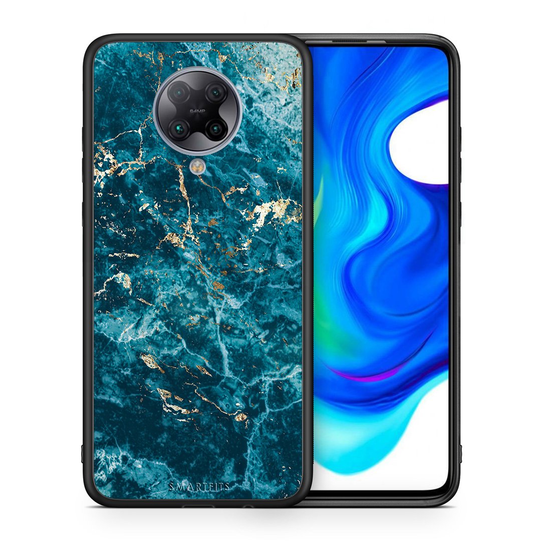 Θήκη Xiaomi Poco F2 Pro Marble Blue από τη Smartfits με σχέδιο στο πίσω μέρος και μαύρο περίβλημα | Xiaomi Poco F2 Pro Marble Blue case with colorful back and black bezels