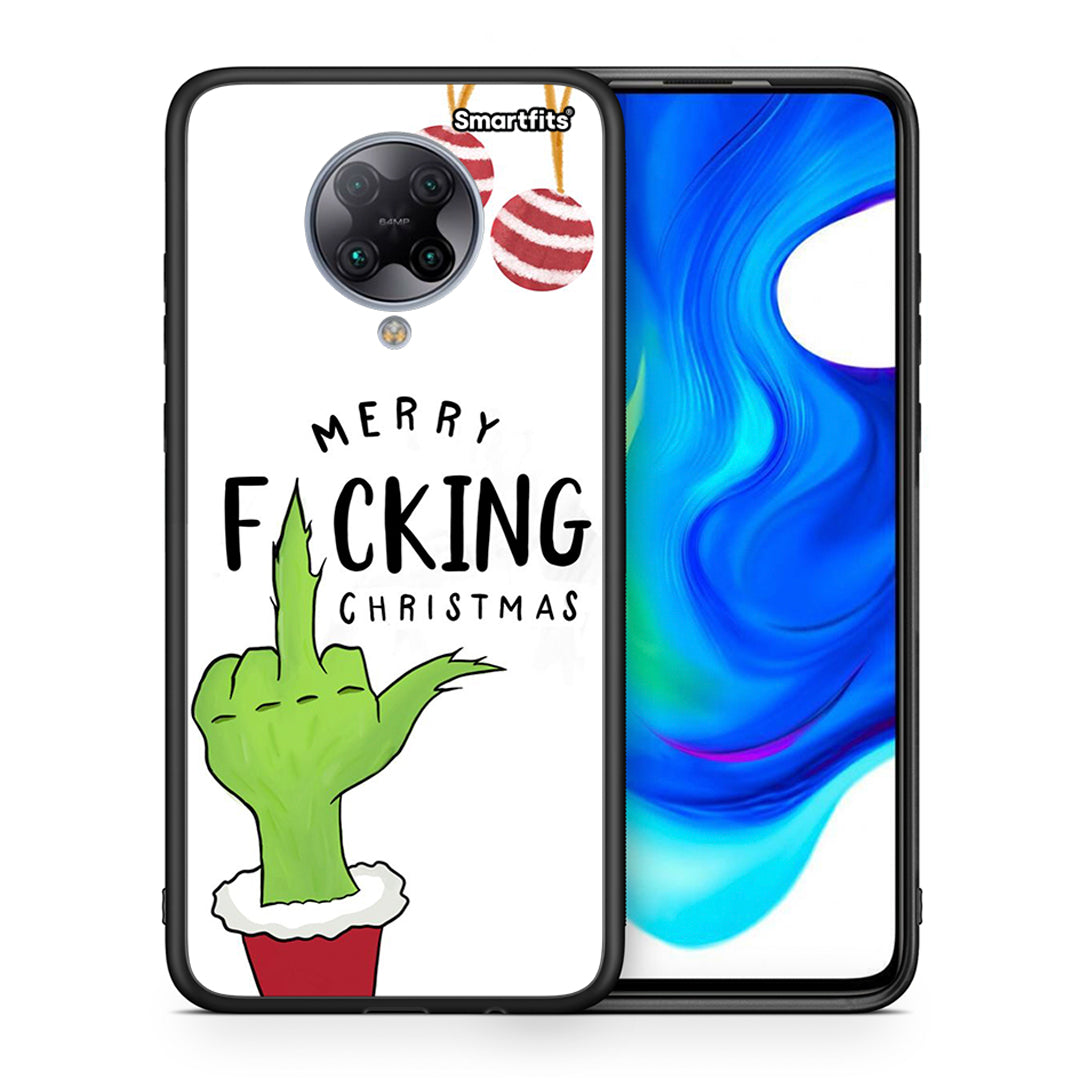 Θήκη Xiaomi Poco F2 Pro Merry F Xmas από τη Smartfits με σχέδιο στο πίσω μέρος και μαύρο περίβλημα | Xiaomi Poco F2 Pro Merry F Xmas case with colorful back and black bezels