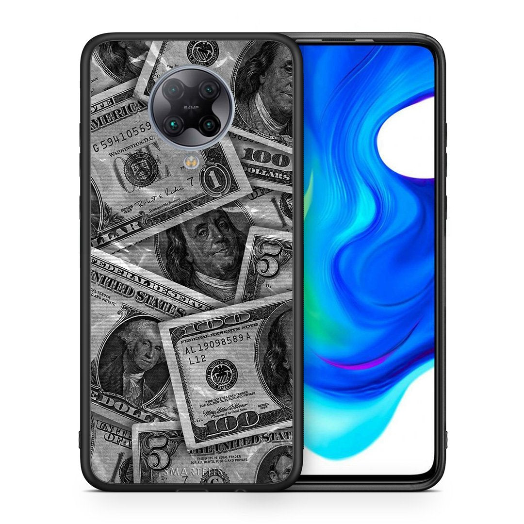 Θήκη Xiaomi Poco F2 Pro Money Dollars από τη Smartfits με σχέδιο στο πίσω μέρος και μαύρο περίβλημα | Xiaomi Poco F2 Pro Money Dollars case with colorful back and black bezels