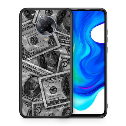 Θήκη Xiaomi Poco F2 Pro Money Dollars από τη Smartfits με σχέδιο στο πίσω μέρος και μαύρο περίβλημα | Xiaomi Poco F2 Pro Money Dollars case with colorful back and black bezels