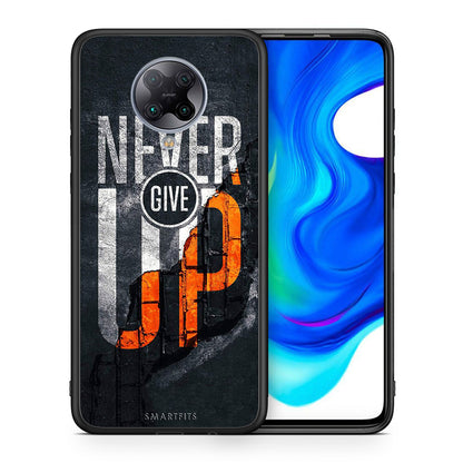 Θήκη Αγίου Βαλεντίνου Xiaomi Poco F2 Pro Never Give Up από τη Smartfits με σχέδιο στο πίσω μέρος και μαύρο περίβλημα | Xiaomi Poco F2 Pro Never Give Up case with colorful back and black bezels