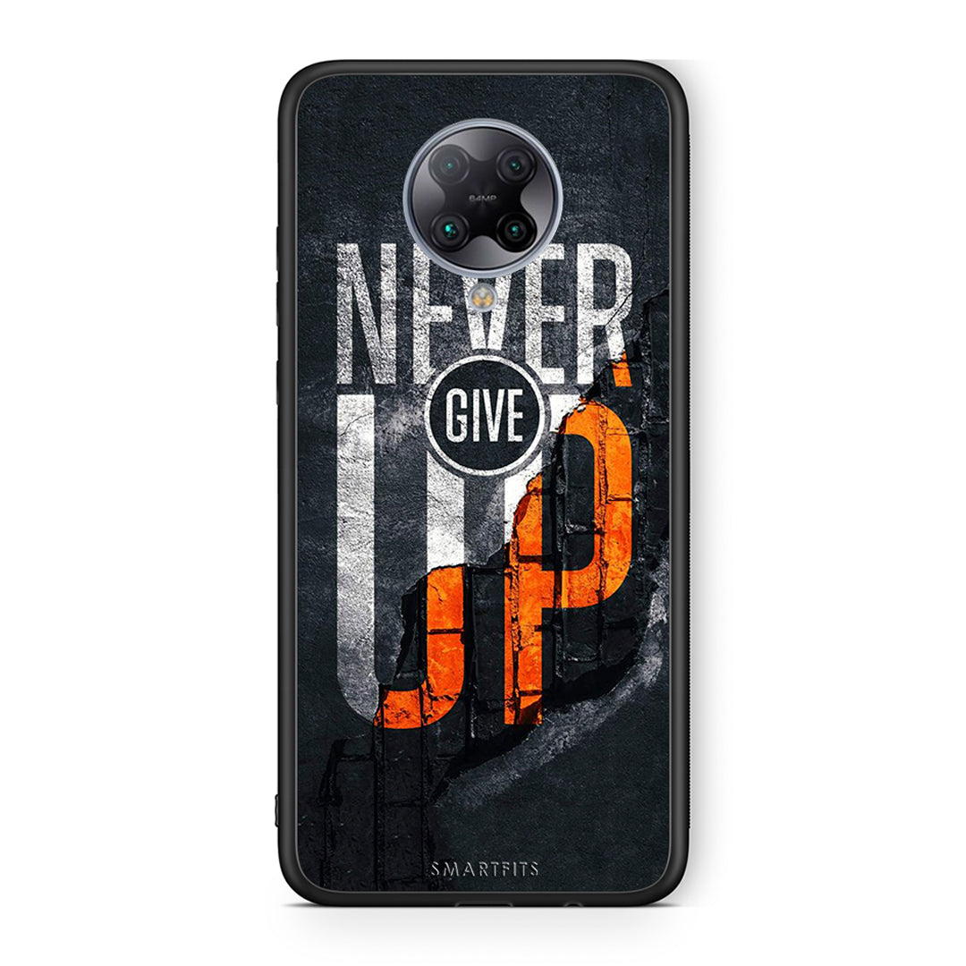 Xiaomi Poco F2 Pro Never Give Up Θήκη Αγίου Βαλεντίνου από τη Smartfits με σχέδιο στο πίσω μέρος και μαύρο περίβλημα | Smartphone case with colorful back and black bezels by Smartfits