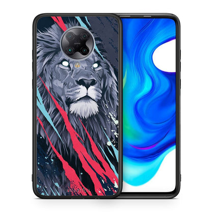 Θήκη Xiaomi Poco F2 Pro Lion Designer PopArt από τη Smartfits με σχέδιο στο πίσω μέρος και μαύρο περίβλημα | Xiaomi Poco F2 Pro Lion Designer PopArt case with colorful back and black bezels