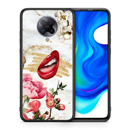 Θήκη Xiaomi Poco F2 Pro Red Lips από τη Smartfits με σχέδιο στο πίσω μέρος και μαύρο περίβλημα | Xiaomi Poco F2 Pro Red Lips case with colorful back and black bezels
