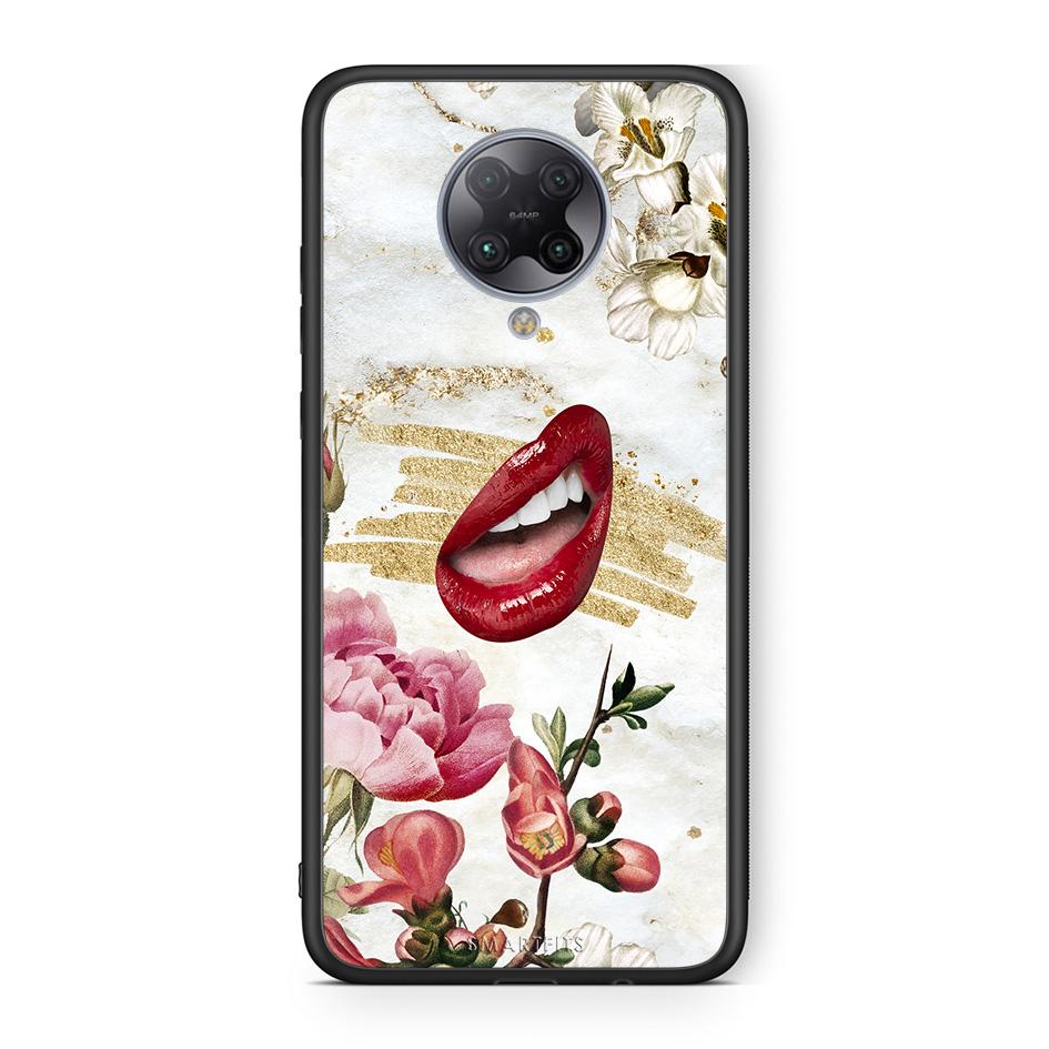 Xiaomi Poco F2 Pro Red Lips θήκη από τη Smartfits με σχέδιο στο πίσω μέρος και μαύρο περίβλημα | Smartphone case with colorful back and black bezels by Smartfits