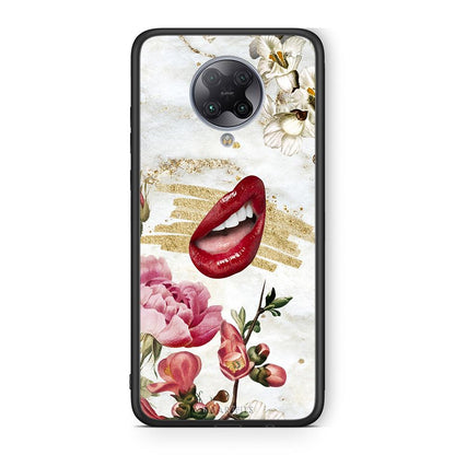 Xiaomi Poco F2 Pro Red Lips θήκη από τη Smartfits με σχέδιο στο πίσω μέρος και μαύρο περίβλημα | Smartphone case with colorful back and black bezels by Smartfits