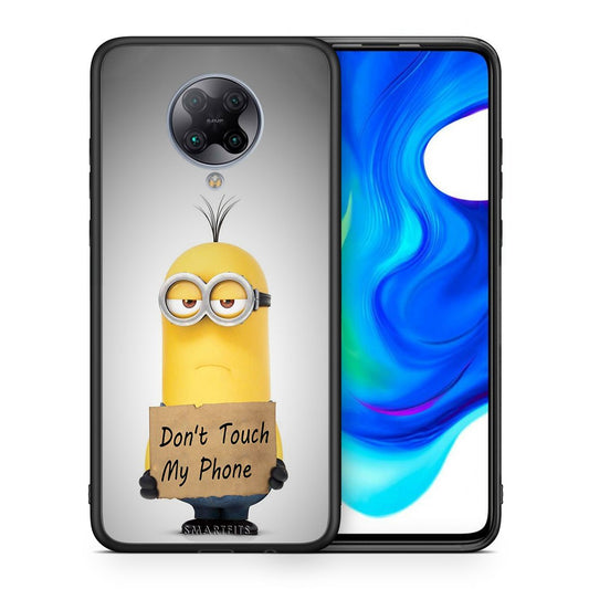 Θήκη Xiaomi Poco F2 Pro Minion Text από τη Smartfits με σχέδιο στο πίσω μέρος και μαύρο περίβλημα | Xiaomi Poco F2 Pro Minion Text case with colorful back and black bezels