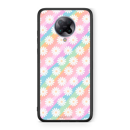 Xiaomi Poco F2 Pro White Daisies θήκη από τη Smartfits με σχέδιο στο πίσω μέρος και μαύρο περίβλημα | Smartphone case with colorful back and black bezels by Smartfits