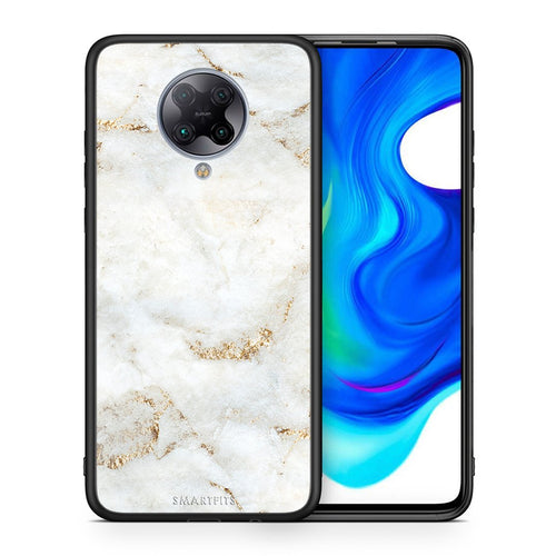 Θήκη Xiaomi Poco F2 Pro White Gold Marble από τη Smartfits με σχέδιο στο πίσω μέρος και μαύρο περίβλημα | Xiaomi Poco F2 Pro White Gold Marble case with colorful back and black bezels