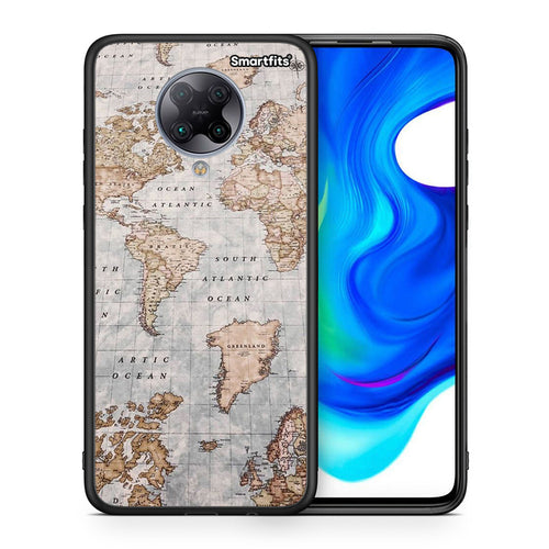 Θήκη Xiaomi Poco F2 Pro World Map από τη Smartfits με σχέδιο στο πίσω μέρος και μαύρο περίβλημα | Xiaomi Poco F2 Pro World Map case with colorful back and black bezels