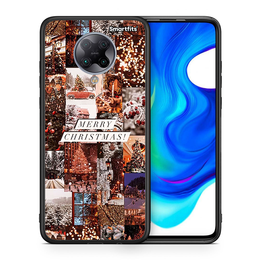 Θήκη Xiaomi Poco F2 Pro Xmas Collage από τη Smartfits με σχέδιο στο πίσω μέρος και μαύρο περίβλημα | Xiaomi Poco F2 Pro Xmas Collage case with colorful back and black bezels