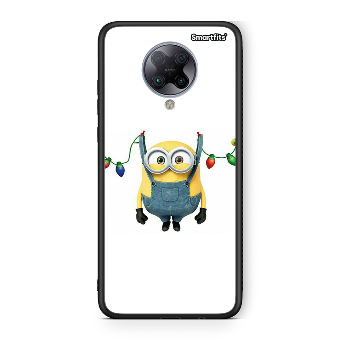 Xiaomi Poco F2 Pro Xmas Minion Lights θήκη από τη Smartfits με σχέδιο στο πίσω μέρος και μαύρο περίβλημα | Smartphone case with colorful back and black bezels by Smartfits