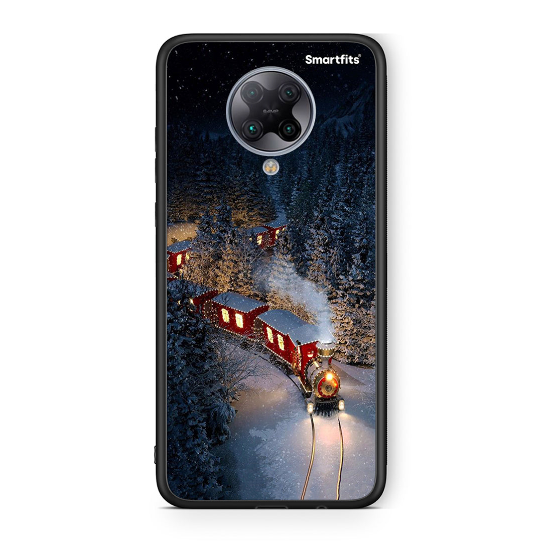 Xiaomi Poco F2 Pro Xmas Train θήκη από τη Smartfits με σχέδιο στο πίσω μέρος και μαύρο περίβλημα | Smartphone case with colorful back and black bezels by Smartfits