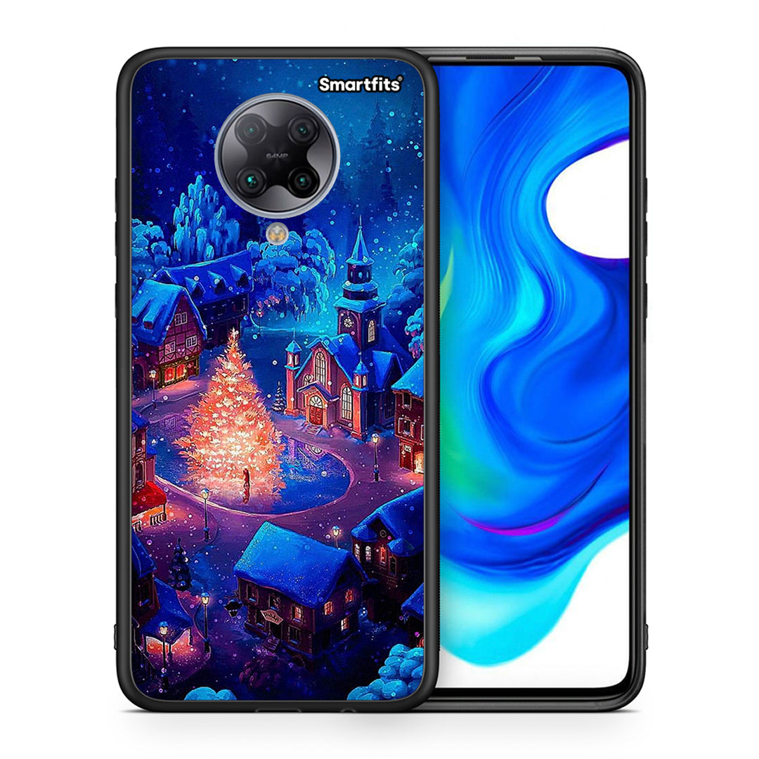 Θήκη Xiaomi Poco F2 Pro Xmas Village από τη Smartfits με σχέδιο στο πίσω μέρος και μαύρο περίβλημα | Xiaomi Poco F2 Pro Xmas Village case with colorful back and black bezels